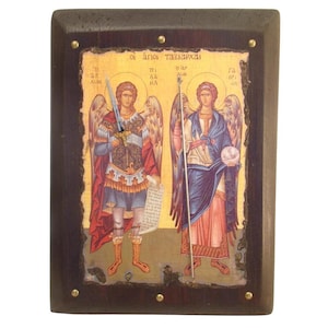 Sinaxis of the Archangels, The Gathering of Archangels, handmade wooden Byzantine Icon, Orthodox icons, religious icons, Christian icon