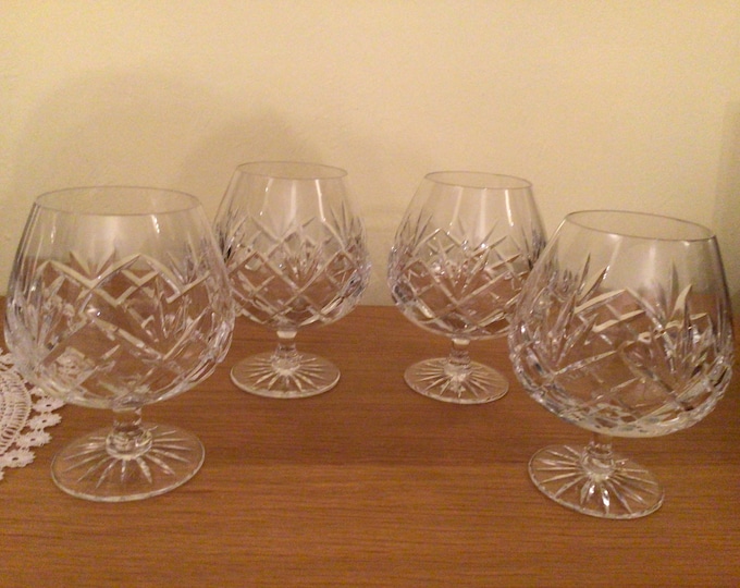 Set of 4 Crystal Brandy Glasses. Large Brandy Balloons. Crystal Brandy