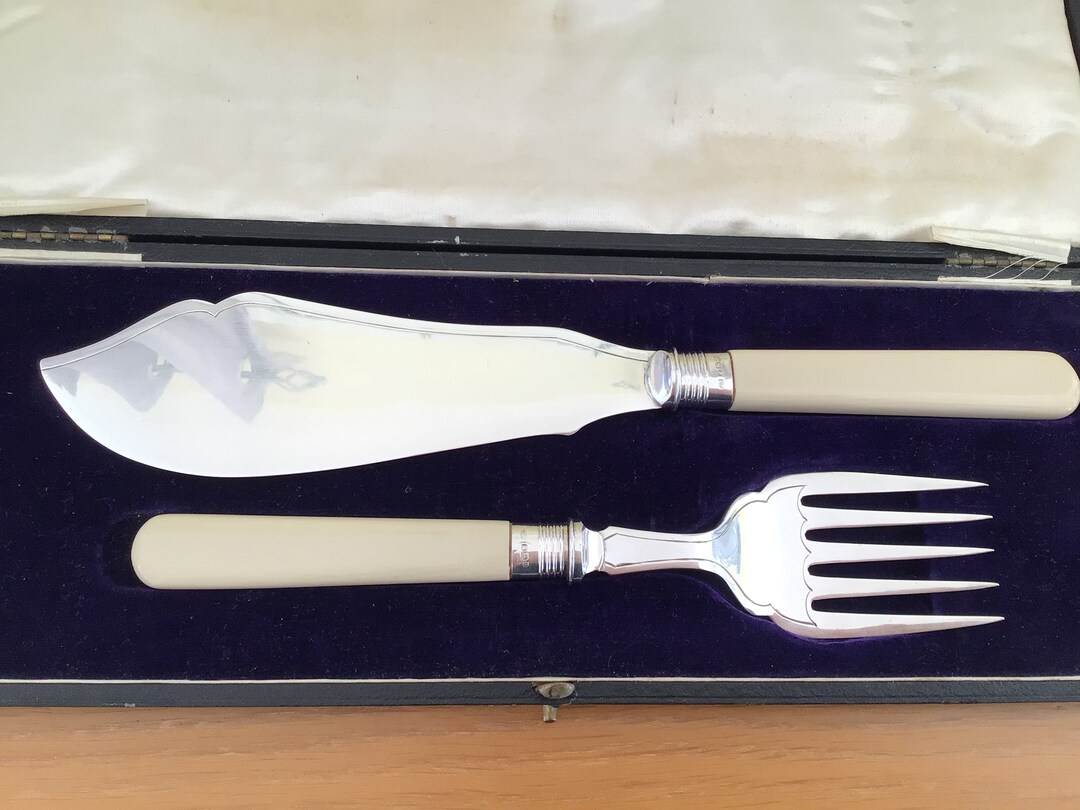 Antique Silver Plated Fish Servers With Hallmarked Silver Etsy UK