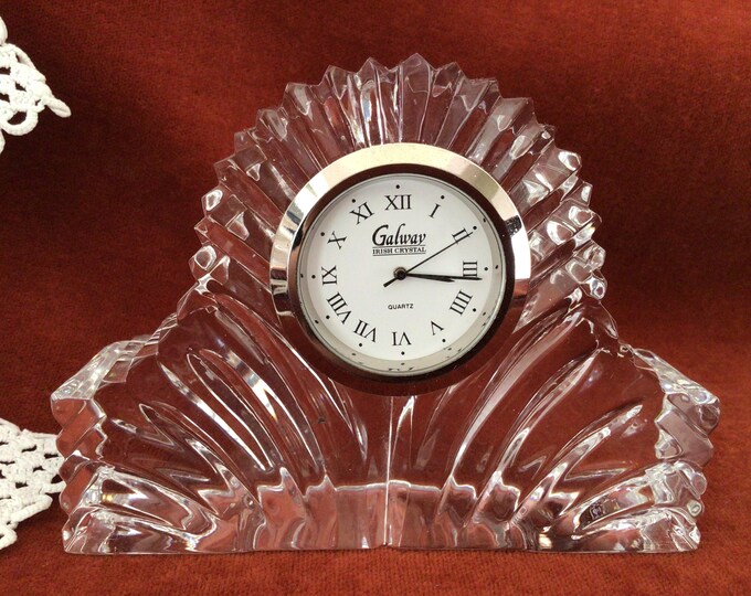 Galway Irish Crystal Miniature Quartz Clock. Mantle Clock. Christmas