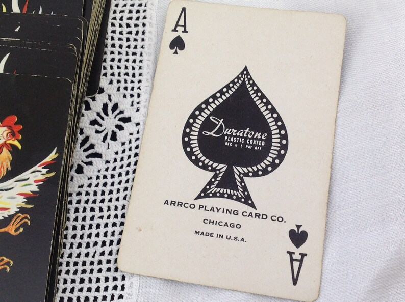 Original Cards.Handcrafted case. Chicago \u2018Duratone\u2019 set of playing cards in a Beadwork Card Case Vintage Arrco Playing Card Co