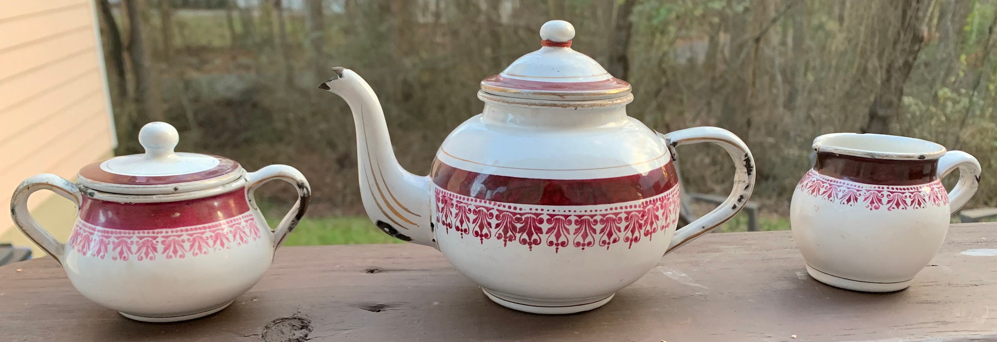 Vintage Children's Tea Set Tin with Enamel Made in Etsy