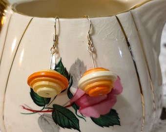 Papier boucles d’oreilles - Oranges - Bicone