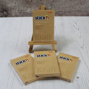 Stick'n Sticky Post Script Memo Pad Notes #2 51 mm x 76 mm Kraft Brown Paper Stick & Remove It Confezione da 4 blocchi