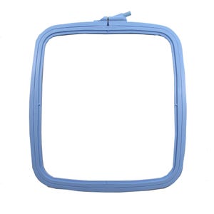 May include: A light blue square embroidery hoop with a plastic locking mechanism.