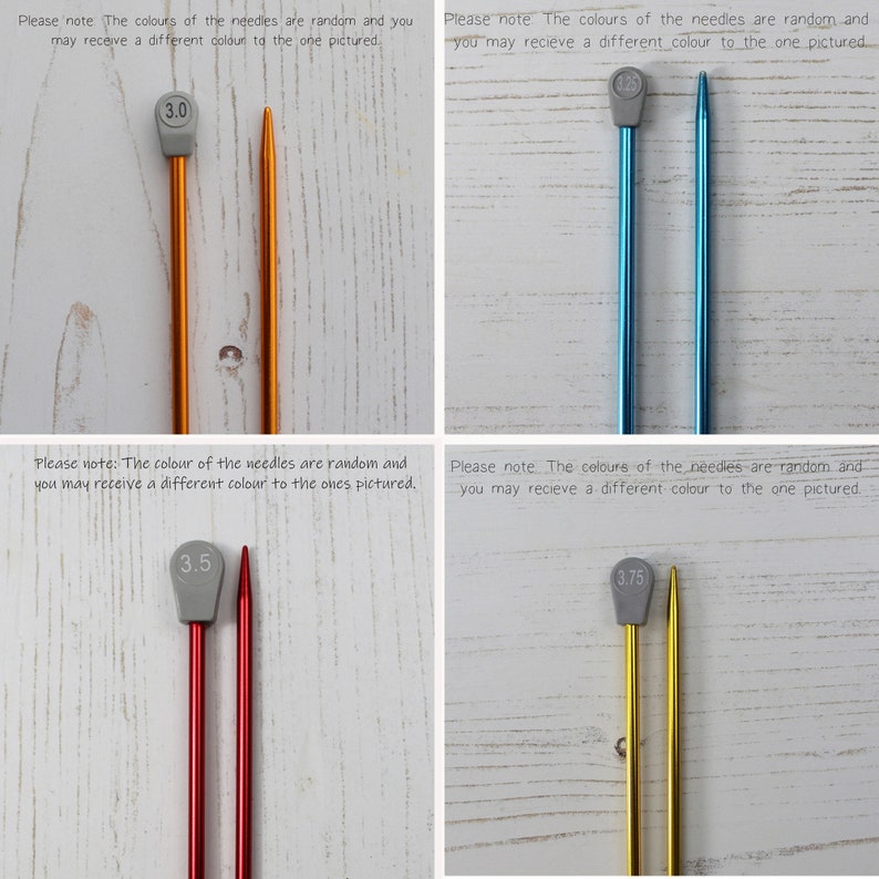 Coloured Knitting Needles Aluminium Metal Knit Pins 21 Sizes Etsy