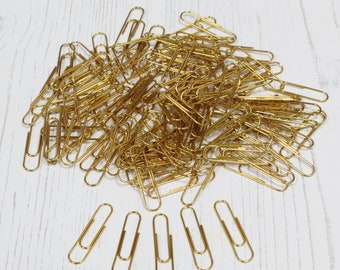 Pure Solid Brass Paper Clips 31mm Large Rustless Corrosion Proof Gold Coloured