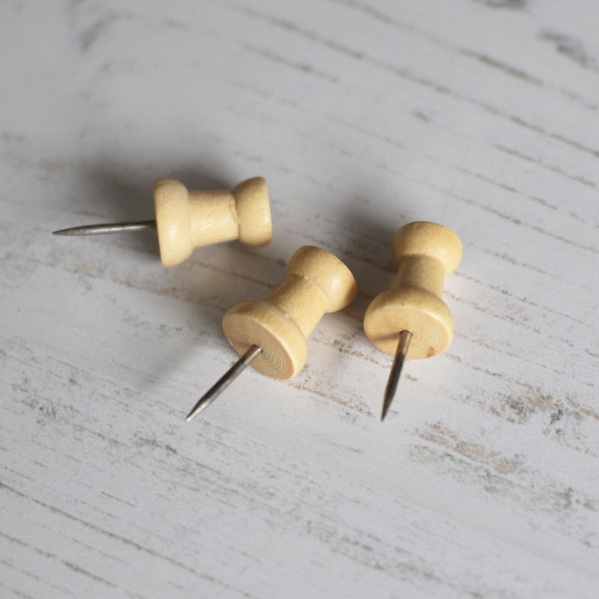 Wooden Push Pins Flat Top Natural Wood Coloured Art Craft Etsy