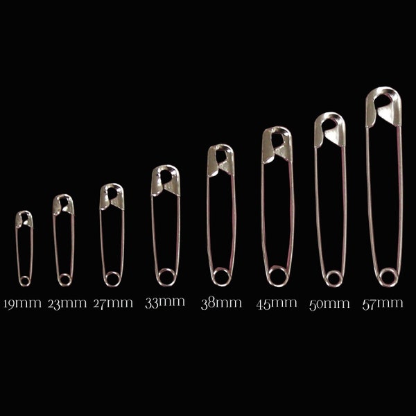 80 Assorted Hardened Steel Safety Pins 10 Pins per Size in 8 Different Sizes