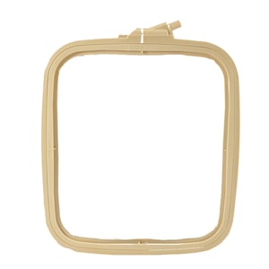 May include: A beige square embroidery hoop with a plastic frame and a locking mechanism. The hoop measures 220 mm (8.66 inches) and is labelled "No.3".