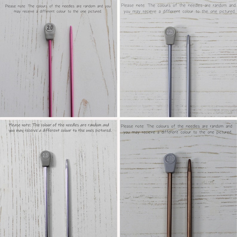 Coloured Knitting Needles Aluminium Metal Knit Pins 21 Sizes Etsy
