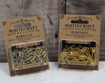 Imperdibles de latón Whitecroft Heritage, 2 tipos y tamaños variados, 19 mm, 23 mm y 27 mm