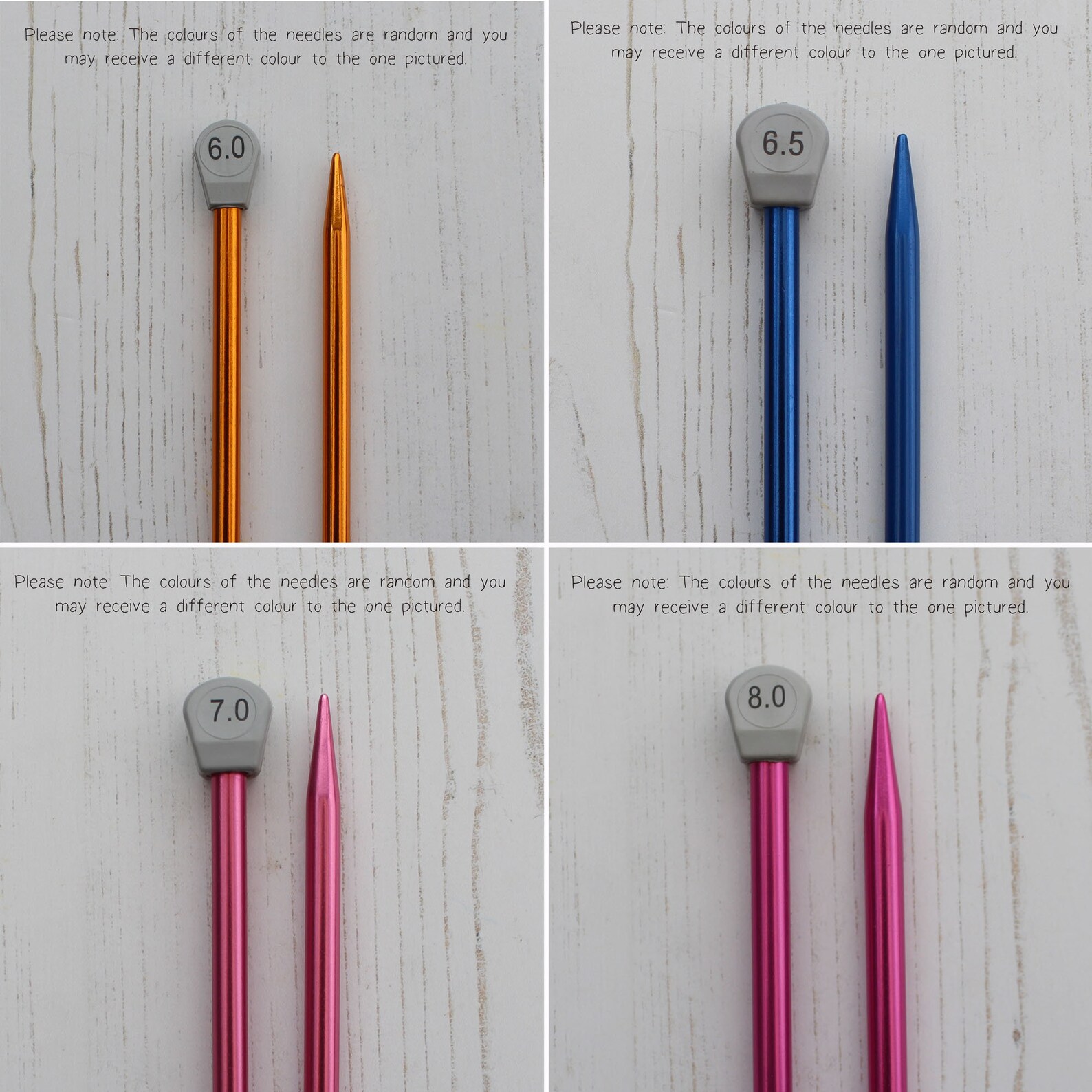 Coloured Knitting Needles Aluminium Metal Knit Pins 15 Sizes Etsy