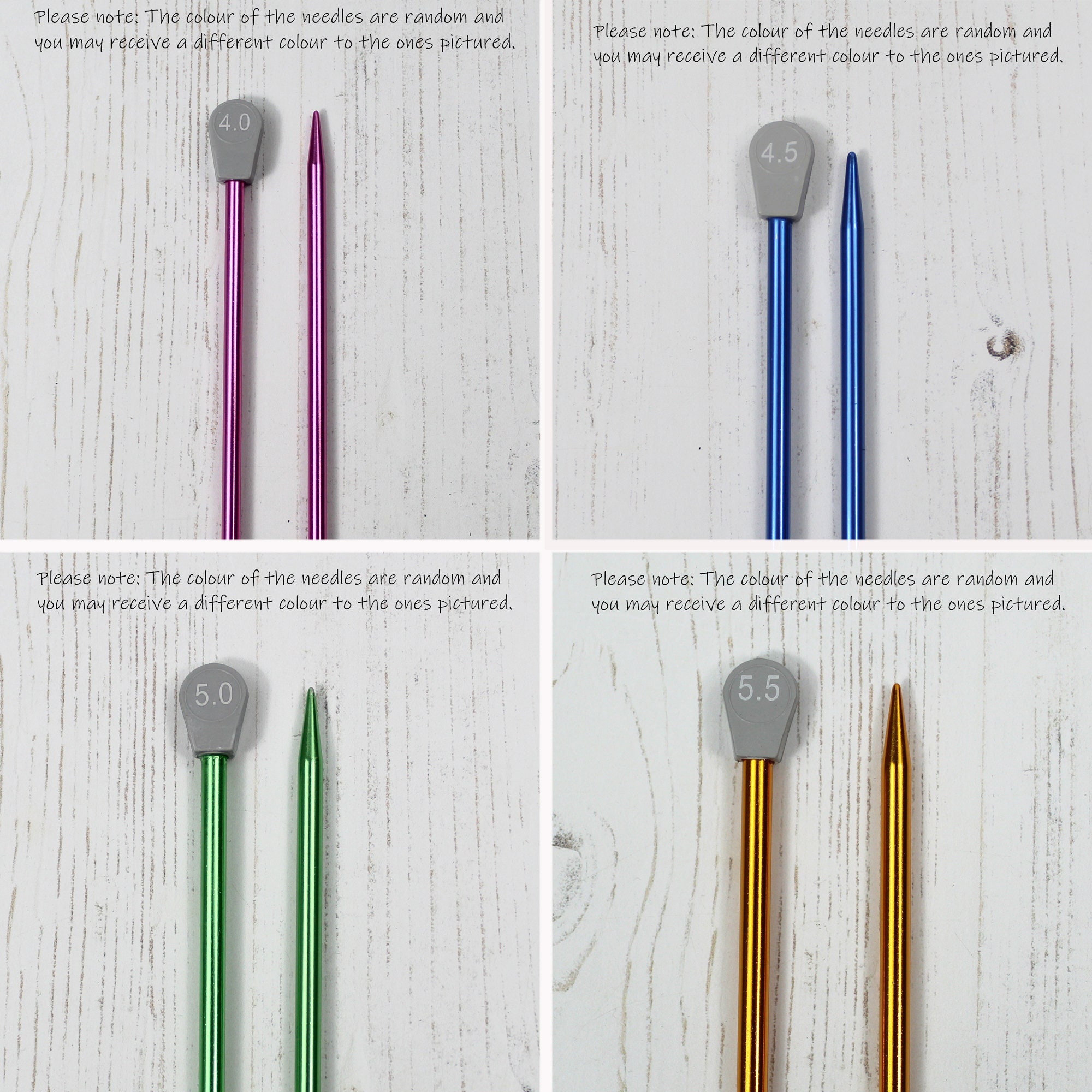 Coloured Knitting Needles Aluminium Metal Knit Pins 21 Sizes Etsy