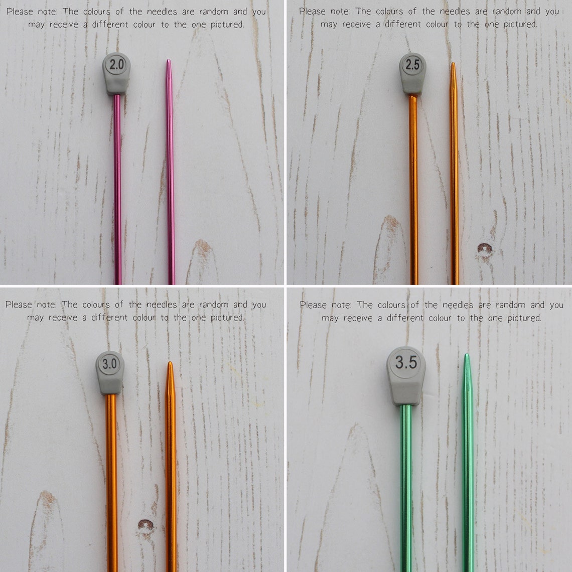Coloured Knitting Needles Aluminium Metal Knit Pins 15 Sizes Etsy