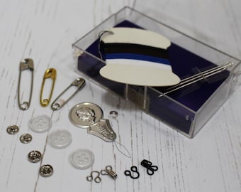 Miniaturowy zestaw do szycia podróżnego, 22 elementy, przenośny zestaw do napraw awaryjnych z etui do przechowywania