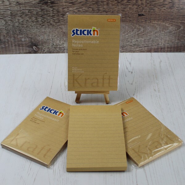 Kraft Braun Rustikale Haftnotizen Memo Pads Write & Post it on Grid and Dots #6 ~ 101mm x 150mm Packung mit 4 Pads