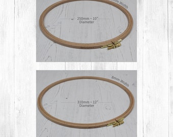 Nurge Wooden Embroidery Hoop Cross Stitch Beech Wood Ring Pack of 2 Hoops 10 » & 12 » x 8mm Profondeur