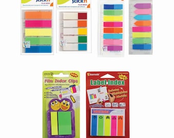 Stick’n Sticky Film Index Book Mark Tabs Flags for Highlighting in 5 Options