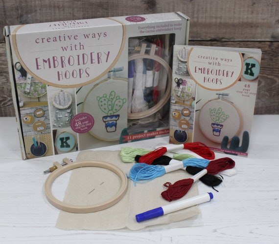 Pen Embroidery Beginners Kit with Plastic Hoop Sewing Thread /& Instructions