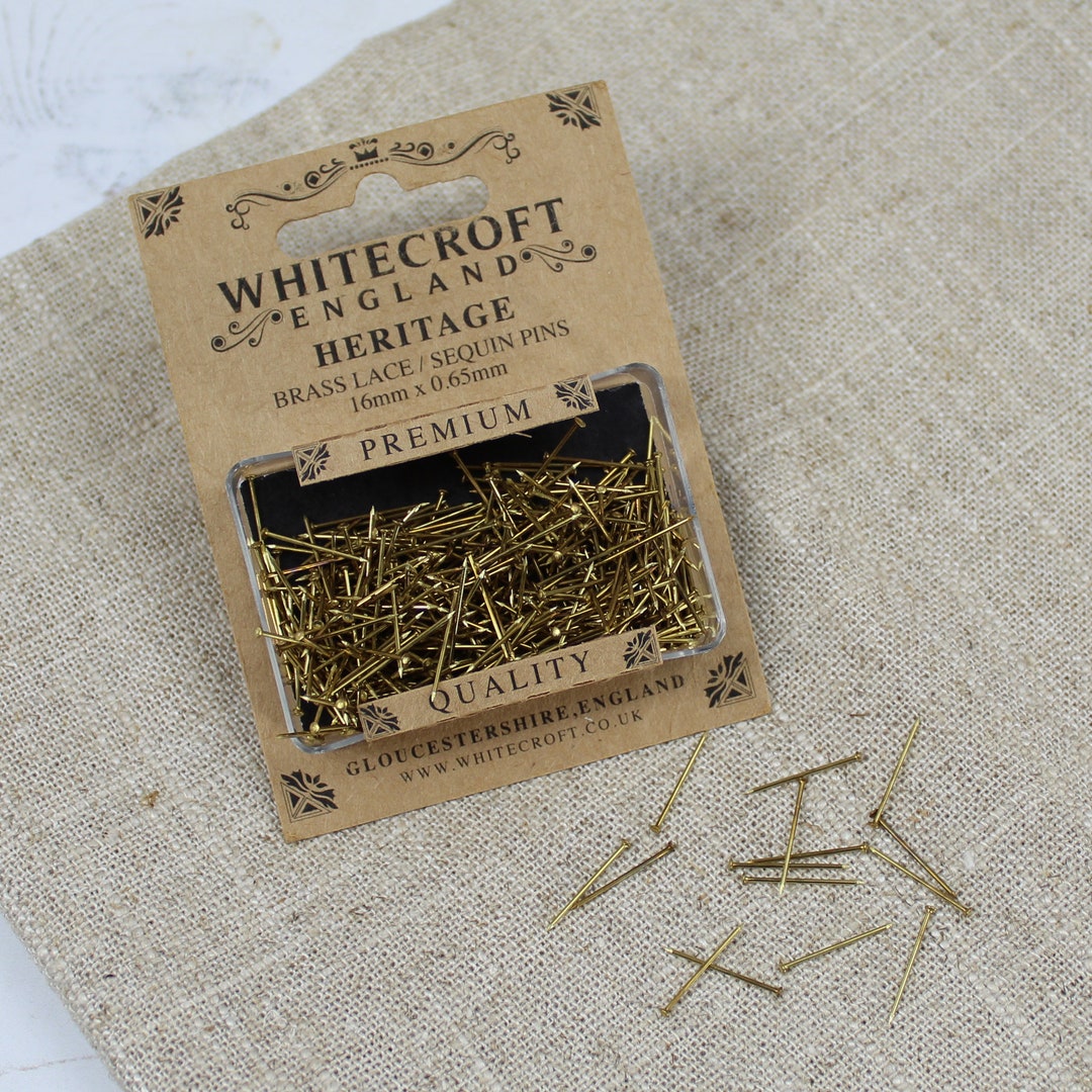 Whitecroft Heritage Dressmakers Brass Lace or Sequin Pins 16mm X 0.65mm