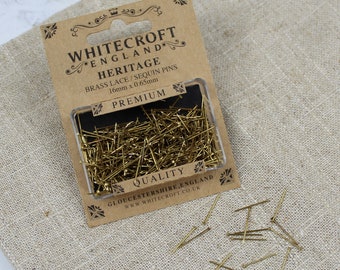 Whitecroft Heritage Dressmakers Brass Lace or Sequin Pins 16mm x 0.65mm