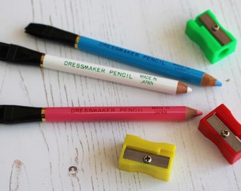 Dressmakers Fabric Marker Pencils with Tailors Chalk Lead + One Free Sharpener