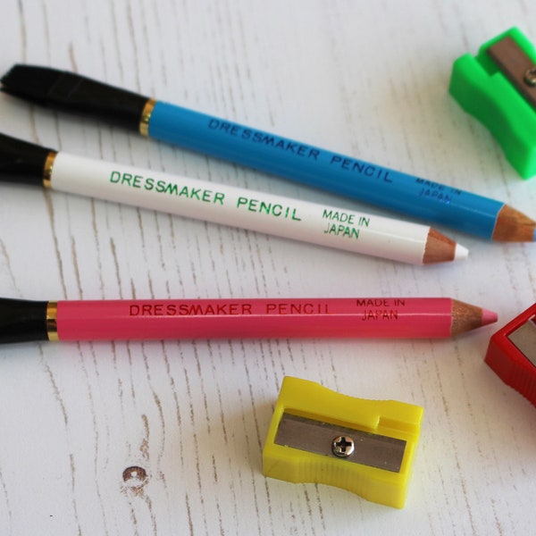 Dressmakers Fabric Marker Pencils with Tailors Chalk Lead + One Free Sharpener