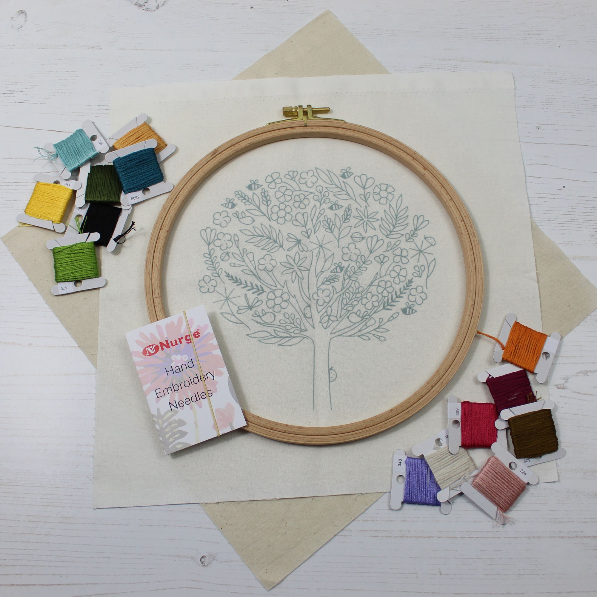 Nurge Wooden Embroidery Ring Cross Stitch Hoop in 5 Sizes 8mm