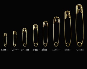 Premium Quality Gold Safety Pins Made from Hardened Steel Pin Wire in 8 Sizes