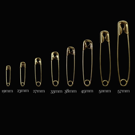 Premium Quality Gold Safety Pins Made from Hardened Steel Pin Wire in 8  Sizes