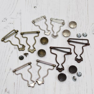 Dungaree Bib and Brace Clips Clasp 2 Sizes with Jeans Buttons and Fastener Rivets