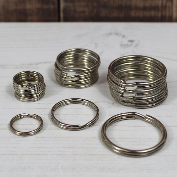 Lot de 50 anneaux fendus pour porte-clés, mini anneaux unis en métal pour l'organisation des clés de maison et la fabrication artisanale de collier pour animaux de compagnie (fer, 35 mm