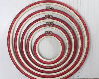 Nurge Embroidery Flexi Hoop Round Cross Stitch Display Red in 3 Sizes