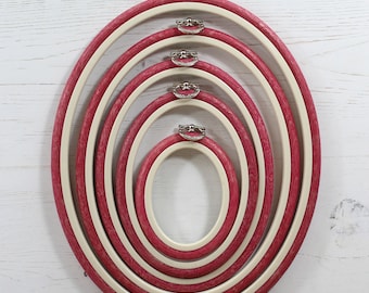 Nurge Embroidery Flexi Hoop Cross Stitch Oval Display Red in 3 Sizes