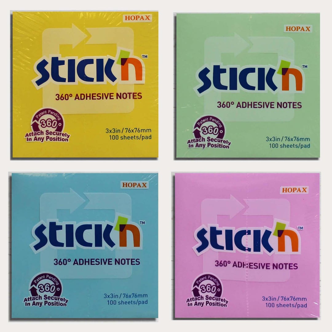 Scripting Pad Stick’n Sticky Post Script Memo Pad Notes 360 Adhesive Label Stick ...