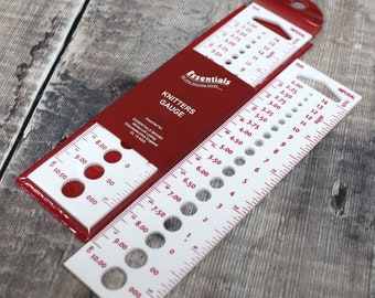 Knitting Needles and Pins Size Gauge Measure Ruler Whitecroft Essentials Brand