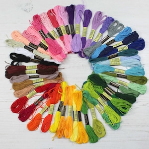 50 Embroidery Thread Floss Skein Assorted Colours 8M Long for Sewing & Crafts