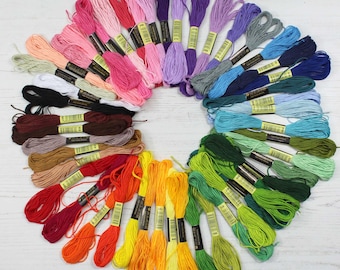 50本の刺繍糸フロスかせ、アソートカラー、長さ8メートル、裁縫・工芸用