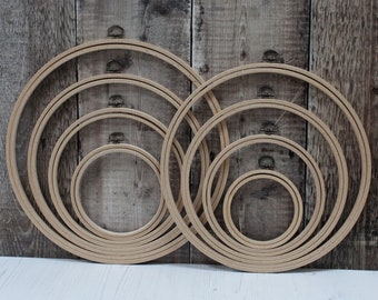 Nurge Embroidery Cross Stitch Hanging Display Hoop Ring in Smooth Beech Wood in 5 Sizes 4" to 8"