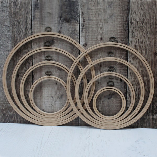 Nurge Embroidery Cross Stitch Hanging Display Hoop Ring in Smooth Beech Wood in 5 Sizes 4" to 8"