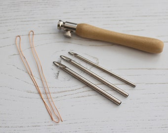 Lavor Embroidery Punch Needle Tool Set 3 Sizes 2mm 2.5mm 3mm with Long Threader
