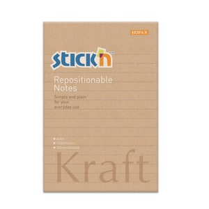 Stick'n Sticky Post Script Memo Pad Notes #6 101 mm x 150 mm Kraft Brown Paper Stick & Remove It Confezione da 4 blocchi