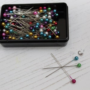 144 Pearl Head Pins 10 Coloured Options for Dressmaking Craft Sewing & Florists Assorted