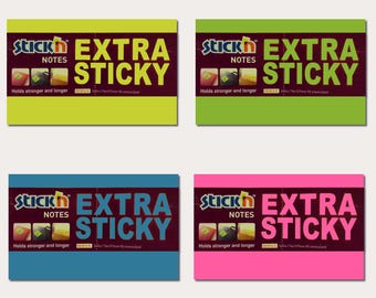 Stick’n Extra Sticky Post Script Memo Pad Notes #5 76mm x 127mm Stick & Remove It x4 Pads