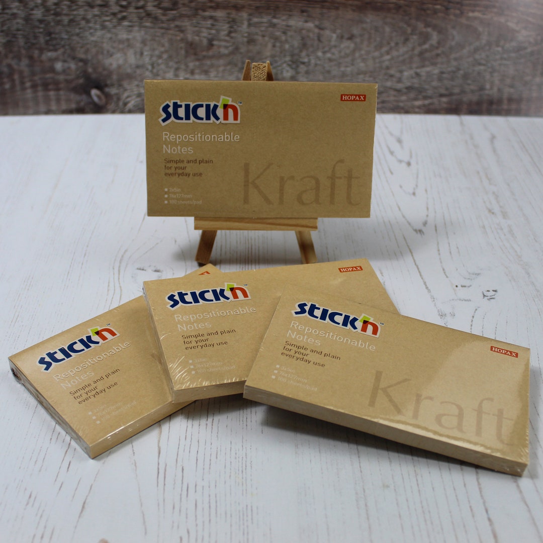 Stick'n Sticky Post Script Memo Pad Notes #5 76mm X 127mm Kraft Brown ...