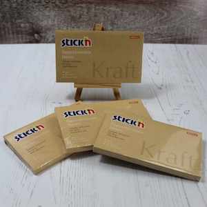 Stick'n Sticky Post Script Memo Pad Notes #5 76 mm x 127 mm Kraft Brown Paper Stick & Remove It Confezione da 4 blocchi