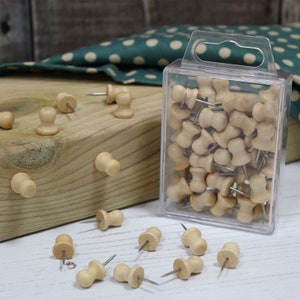 Wooden Push Pins Round Top Natural Wood Coloured Art Craft Notice Board in Cases