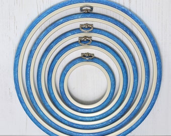 Nurge Embroidery Flexi Hoop Round Cross Stitch Display Blue in 3 Sizes