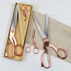 Fabric & Embroidery Scissors ~ Rose Gold Dressmakers Shears and Snips Gift Set